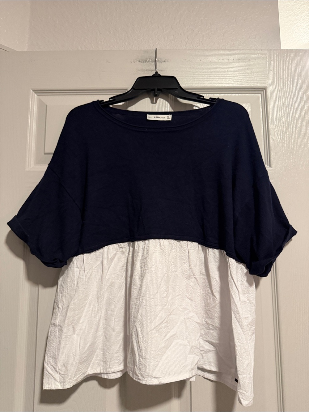 Zara Navy and White Two-Tone Layered Tunic